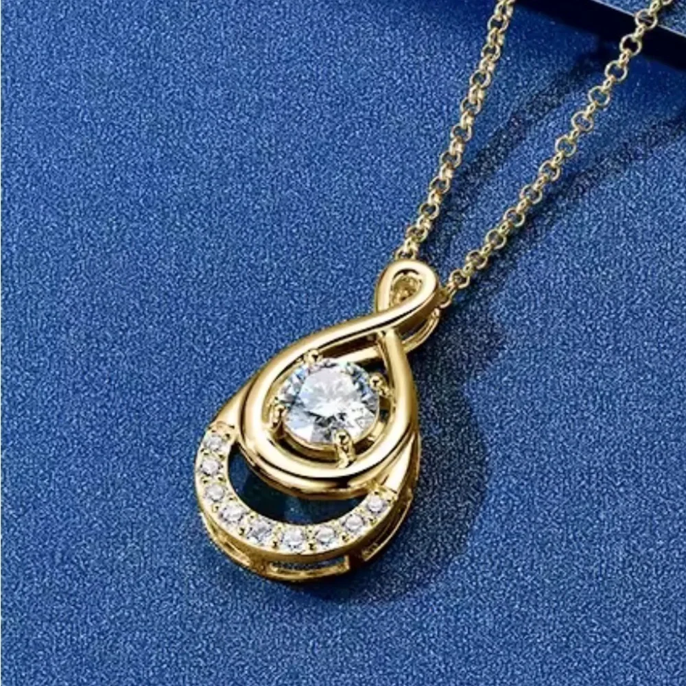 New 14k Gold 1.5 Carat Diamond (Moissanite) Pendant Necklace